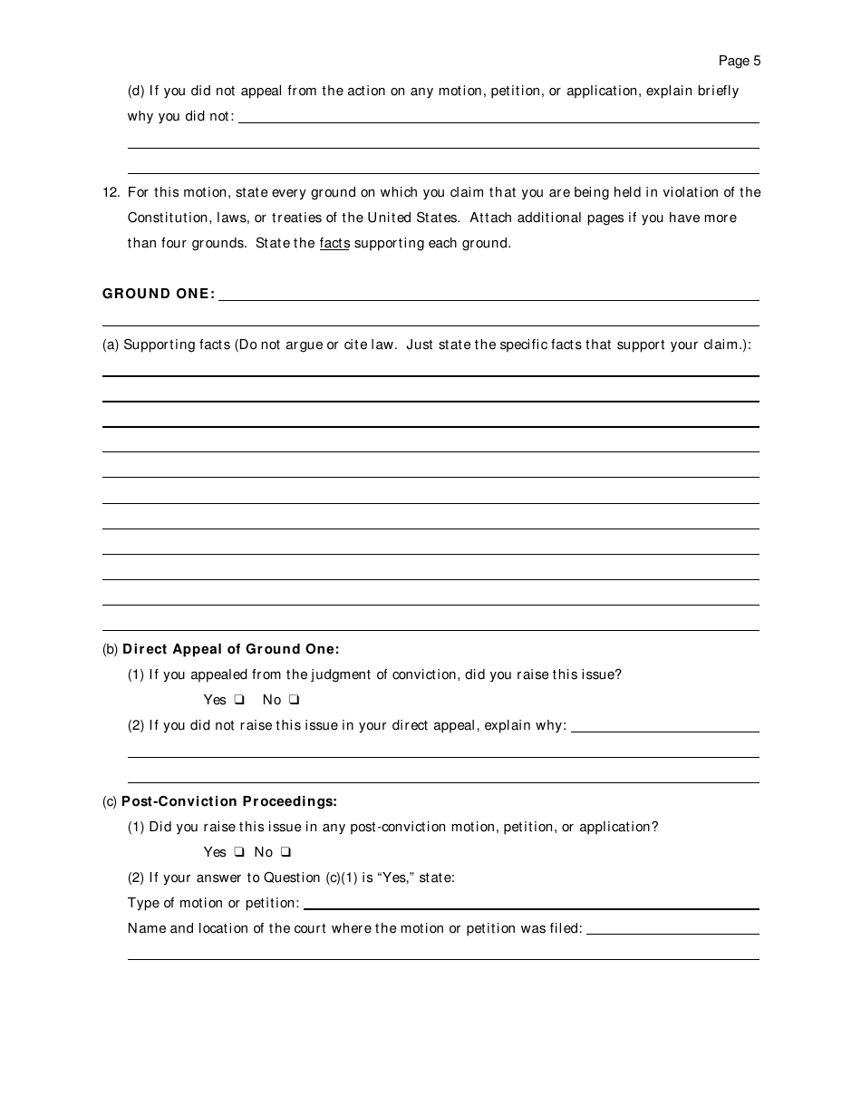 Motion Under 28 U.s.c. 2255 to Vacate, Set Aside, or Correct Sentence by a Person in Federal Custody - Tennessee, Page 5