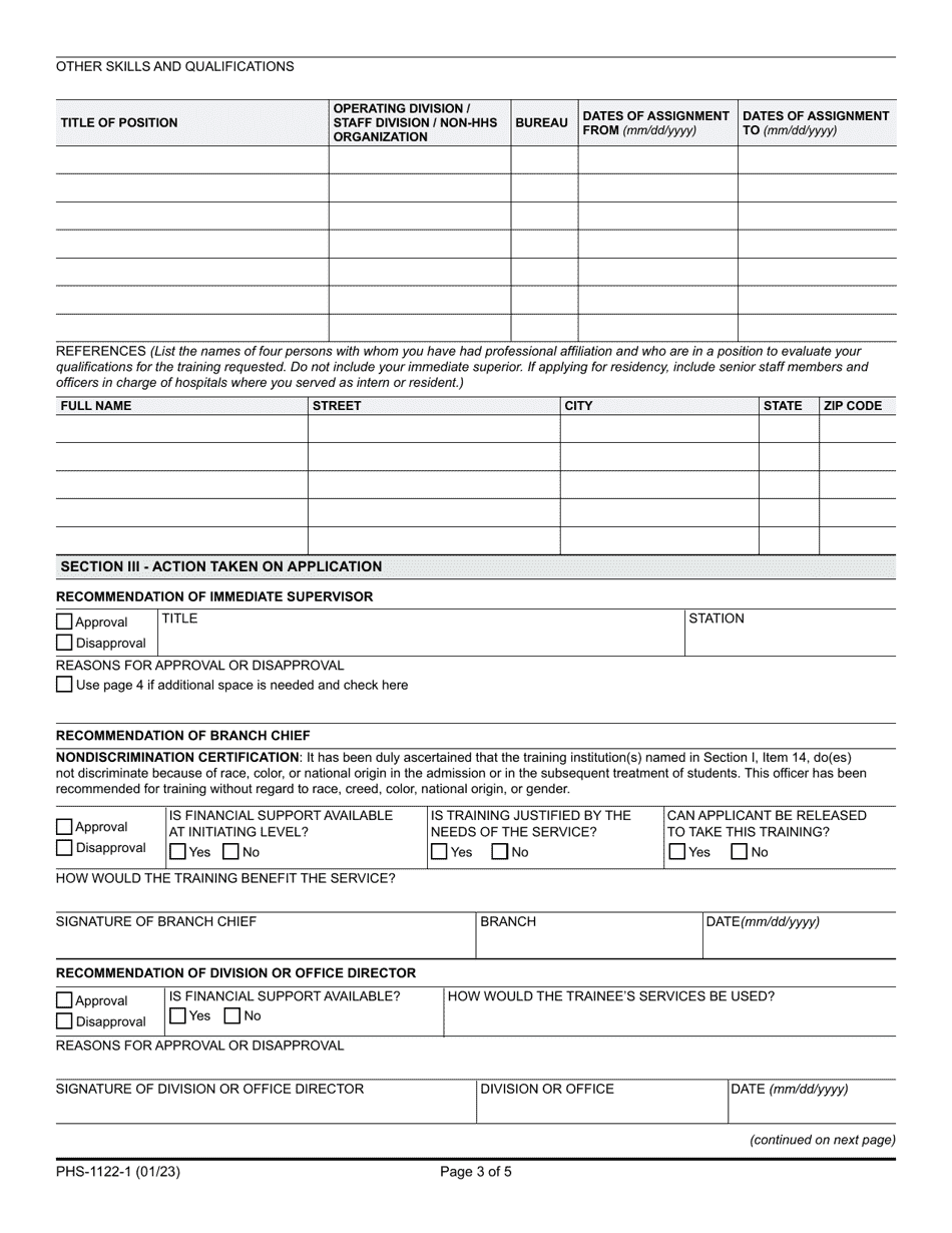 Form PHS-1122-1 Application for Training for Phs Commissioned Personnel, Page 3