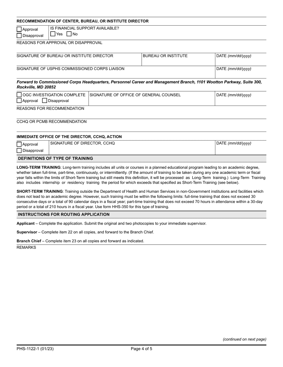 Form PHS-1122-1 Application for Training for Phs Commissioned Personnel, Page 4