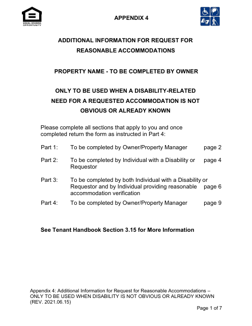 Appendix 4 Additional Information for Request for Reasonable Accommodations - City of Los Angeles, California