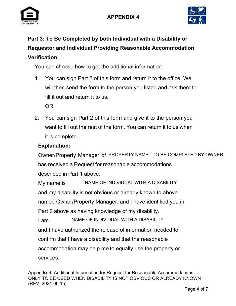 Appendix 4 Additional Information for Request for Reasonable Accommodations - City of Los Angeles, California, Page 4