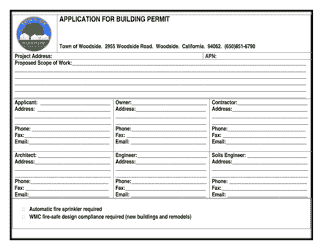 Document preview: Application for Building Permit - Town of Woodside, California