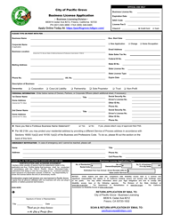 Document preview: Business License Application - City of Pacific Grove, California