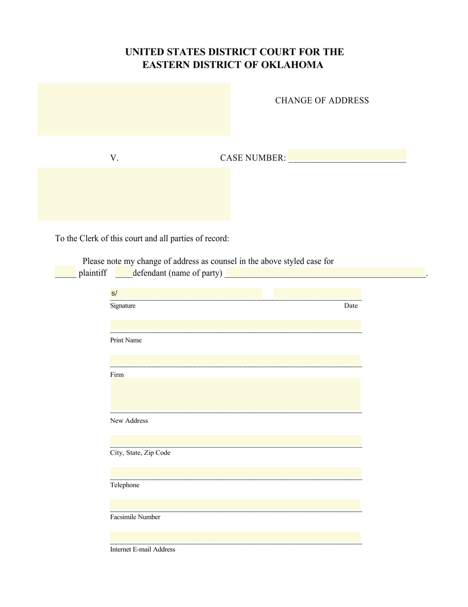Oklahoma Change of Address Attorney Fill Out, Sign Online and
