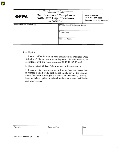 EPA Form 8570-28  Printable Pdf