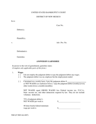 Document preview: Form NM LF5003-6(4-807) Answer by Garnishee - New Mexico
