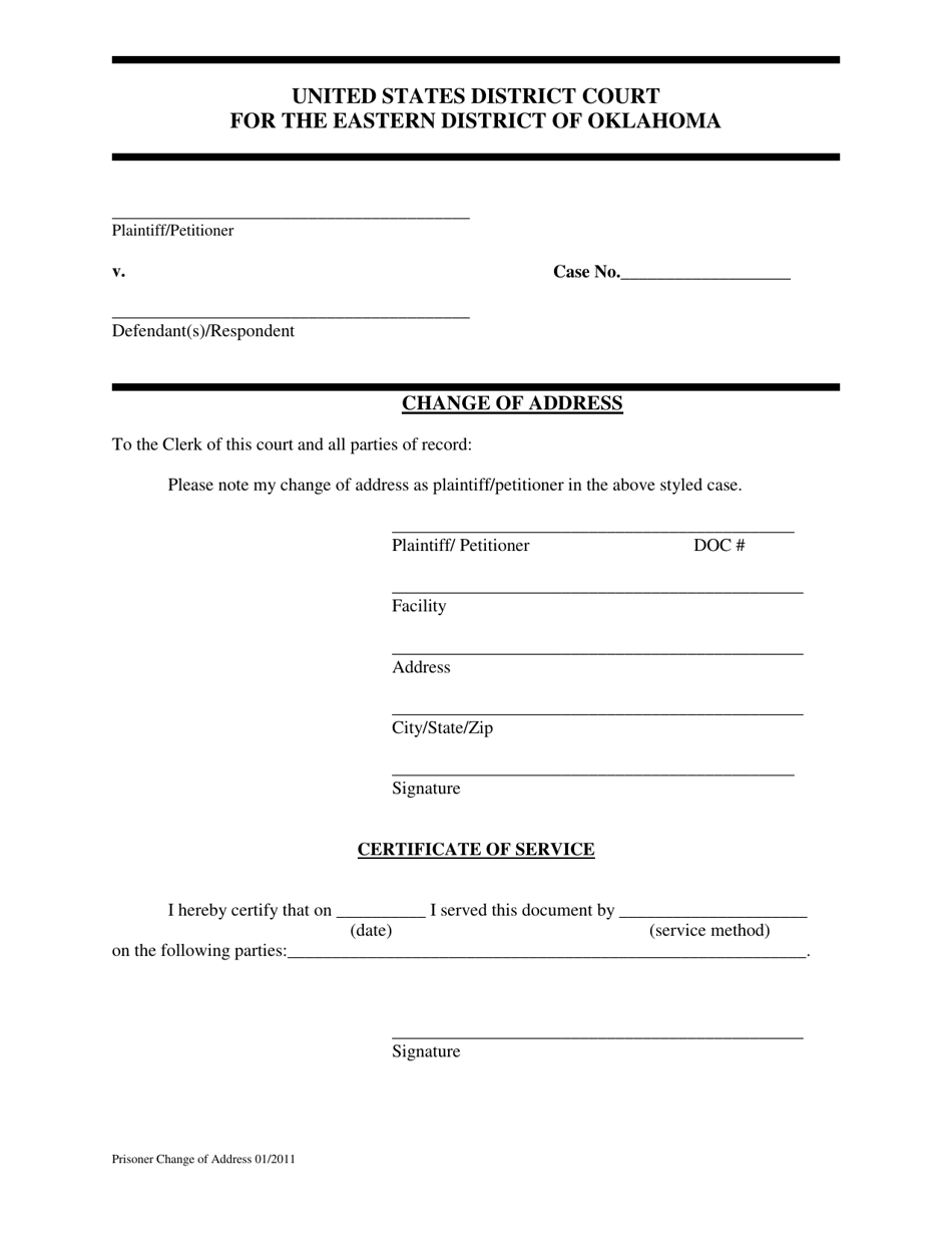 Oklahoma Change of Address Fill Out, Sign Online and Download PDF