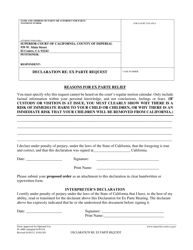 Document preview: Form FL-06B Declaration Re: Ex Parte Request - Imperial County, California
