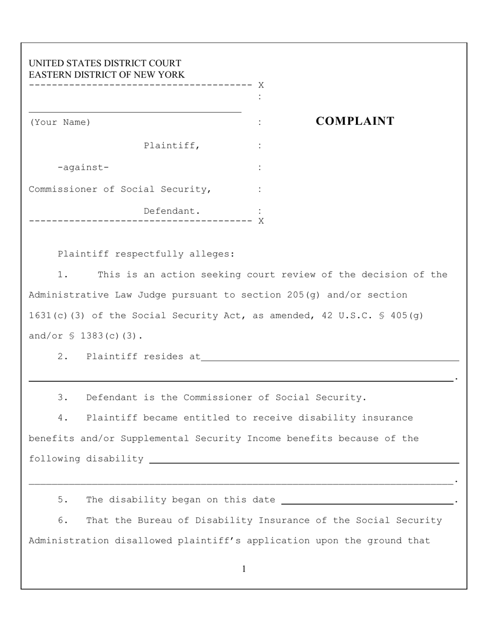 Civil Complaint - Social Security - New York, Page 3