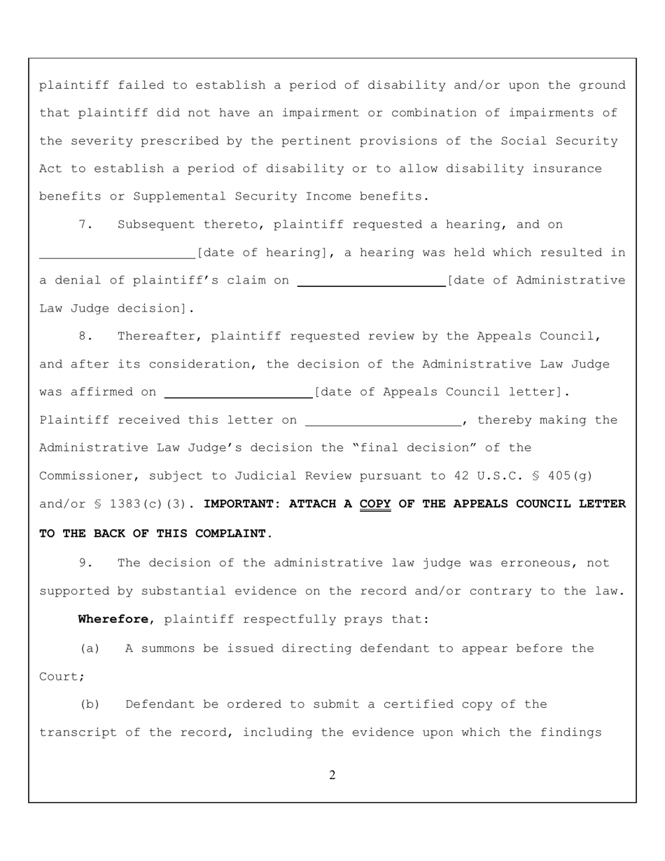 Civil Complaint - Social Security - New York, Page 4