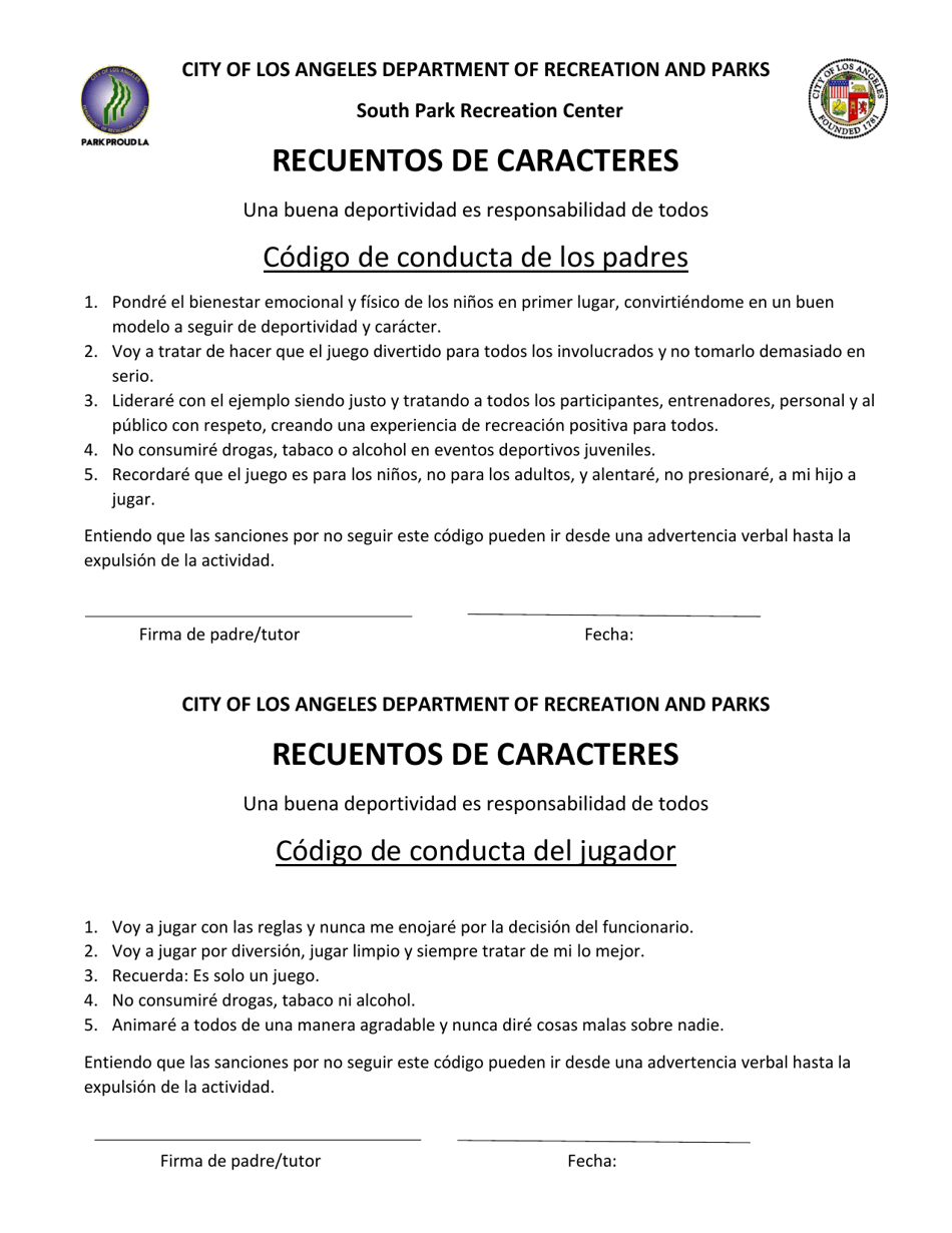 Character Counts - South Park Recreation Center - City of Los Angeles, California (English / Spanish), Page 2