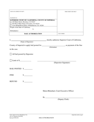 Document preview: Form CR-04 Bail Authorization - Imperial County, California