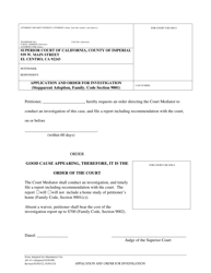 Document preview: Form AD-01 Application and Order for Investigation - Imperial County, California