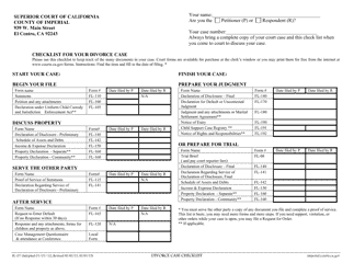 Document preview: Form FL-07 Checklist for Your Divorce Case - Imperial County, California