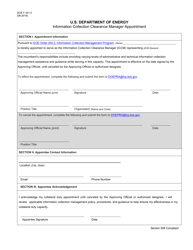 Document preview: DOE Form 241.5 Information Collection Clearance Manager Appointment