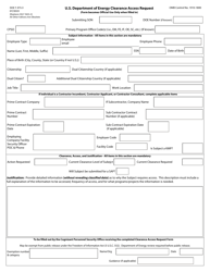Document preview: DOE Form 473.3 Clearance Access Request