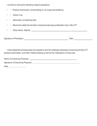 Form DOE F440.1 Appendix A Chronic Beryllium Disease Prevention Program Informed Consent Form, Page 2