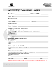 Document preview: Archaeology Assessment Request - City of Phoenix, Arizona