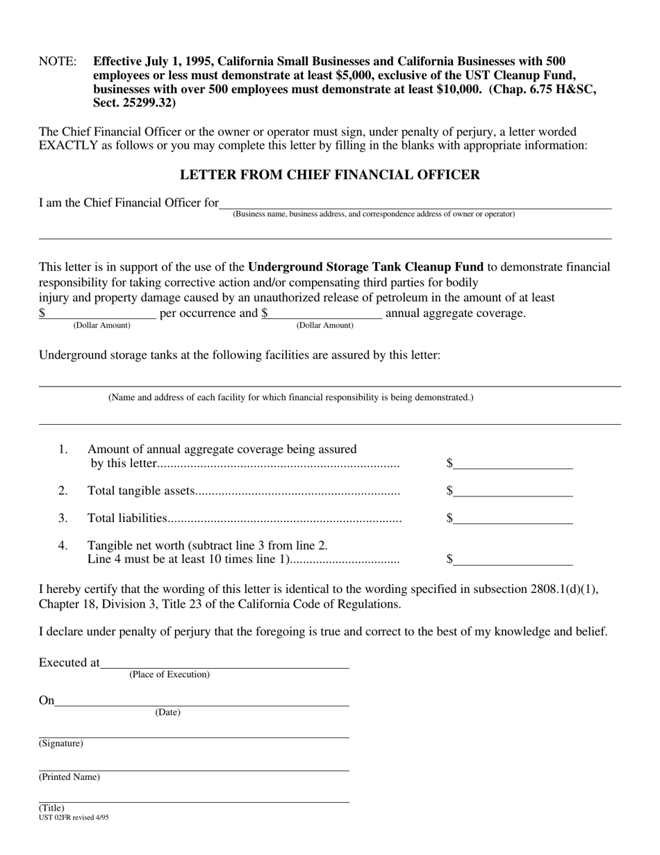 Form UST02FR Letter From Chief Financial Officer - County of San Diego, California, Page 2