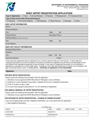 Document preview: Body Artist Registration Application - Stanislaus County, California