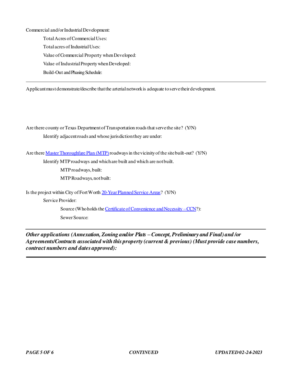 Request for Full Purpose Annexation Application and Checklist - City of Fort Worth, Texas, Page 5