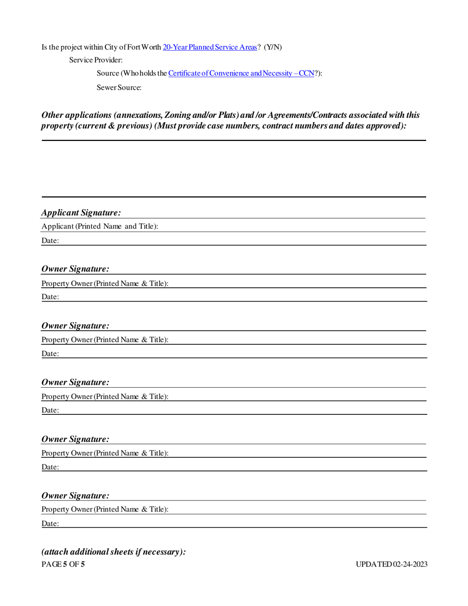 Request for Limited Purpose Annexation Application and Checklist - City of Fort Worth, Texas, Page 5