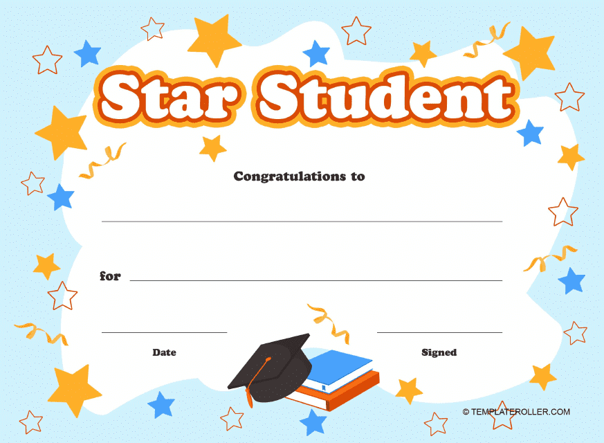 Star Student Certificate - Customizable Template