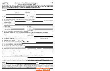 Document preview: Form DL30 Certificate of Facts Re Unsatisfied Judgment - California