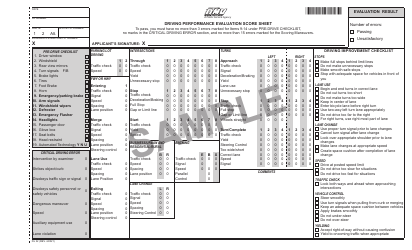 Document preview: Form DL32 Driving Performance Evaluation Score Sheet - Sample - California