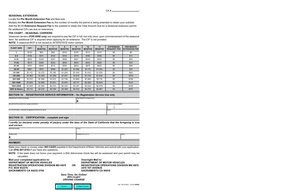 Form DMV706 Application for Motor Carrier Permit - California, Page 10