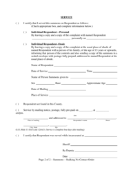 Form 70A Summons - Stalking No Contact Order - Illinois, Page 2