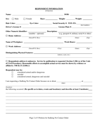 Form 70 Verified Petition for Stalking No Contact Order - Illinois, Page 2