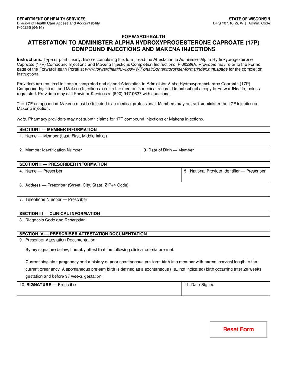 Form F-00286 - Fill Out, Sign Online and Download Fillable PDF ...