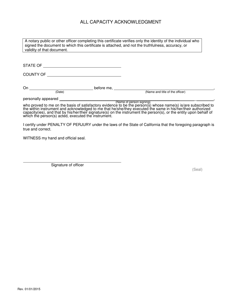 San Bernardino County, California All Capacity Acknowledgment Fill