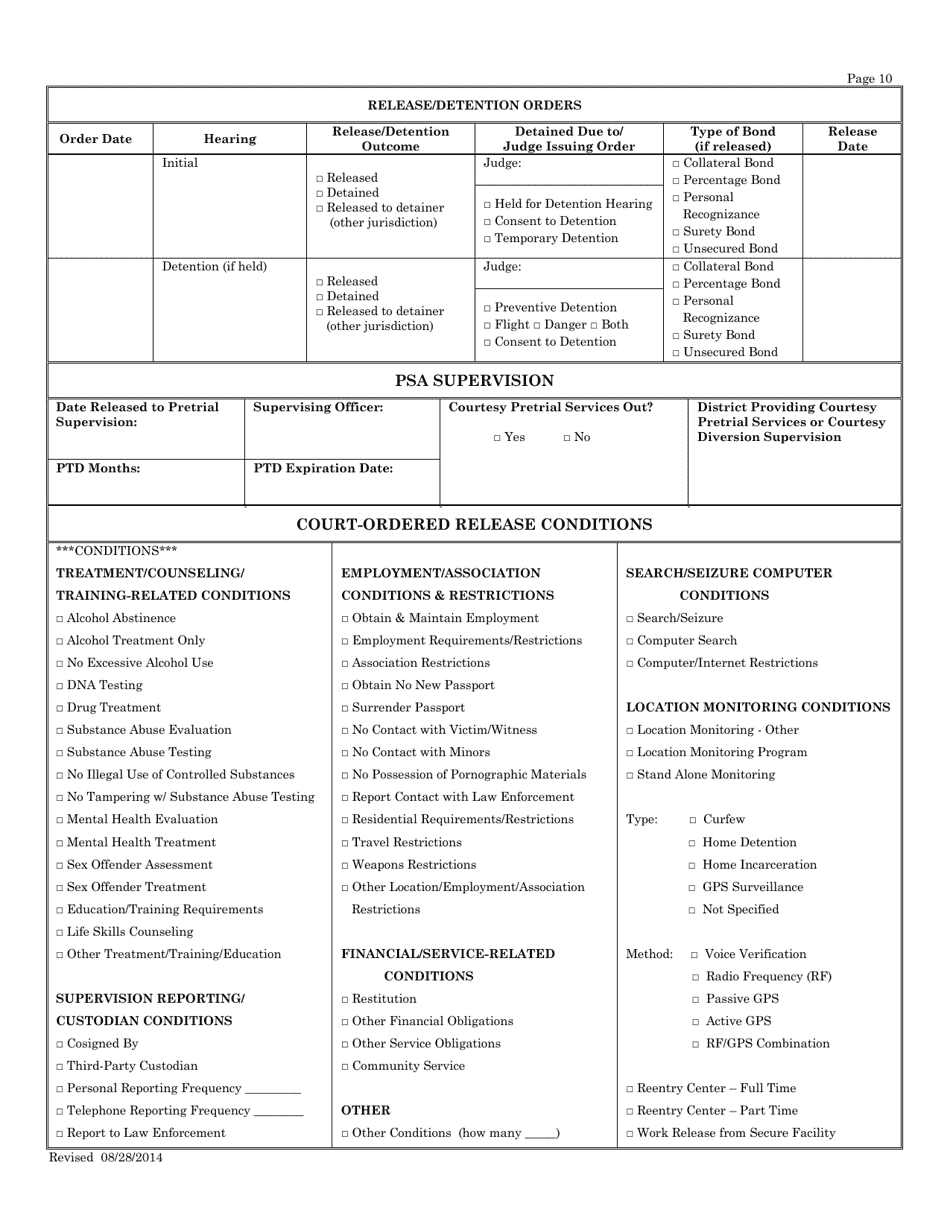 Worksheet for Pretrial Services Report - Missouri, Page 10