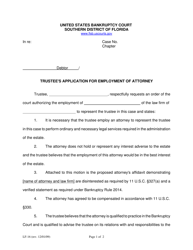 Document preview: Form LF-16 Trustee's Application for Employment of Attorney - Florida