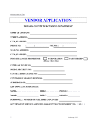 Document preview: Vendor Application - Tehama County, California