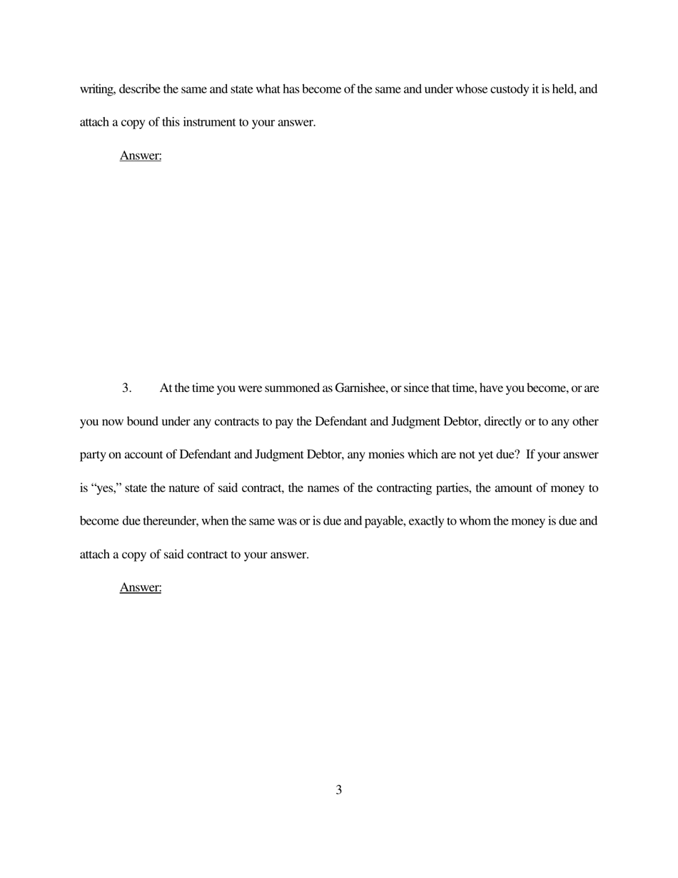 Interrogatories Directed to Garnishee - Missouri, Page 3