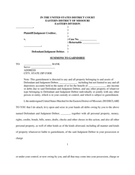 Document preview: Form MOED-0018 Writ of Execution - Summons of Garnishee - Missouri