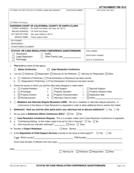 Document preview: Form FM-1010 Status or Case Resolution Conference Questionnaire - County of Santa Clara, California