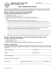 Document preview: Form GS-044 Small Business Declaration - County of Santa Clara, California