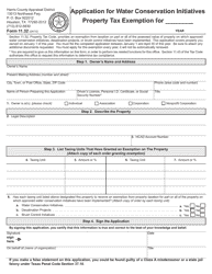 Document preview: Form 11.32 Application for Water Conservation Initiatives Property Tax Exemption - Harris County, Texas
