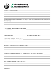 Transition Age Youth Mental Health Services Referral Form - Alameda County, California, Page 2