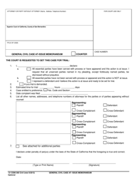 Document preview: Form 13-12390-360 General Civil Case at-Issue Memorandum - County of San Bernardino, California