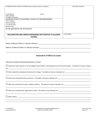 Document preview: Form 13-21905-360 Declaration and Order Dispensing With Notice to Alleged Father - County of San Bernardino, California