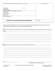 Document preview: Form 13-21910-360 Order on Petition for Birth Record Information - County of San Bernardino, California