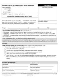 Form SB-16351 Request for Consideration of Ability to Pay - County of San Bernardino, California
