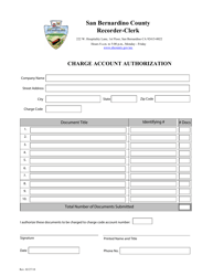 Document preview: Charge Account Authorization - San Bernardino Count, California