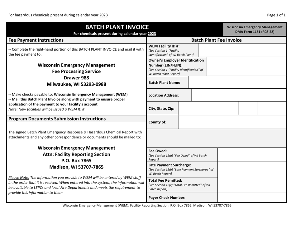 DMA Form 1125B Wisconsin Batch Plant Emergency Response  Hazardous Chemical Report - Wisconsin, Page 7