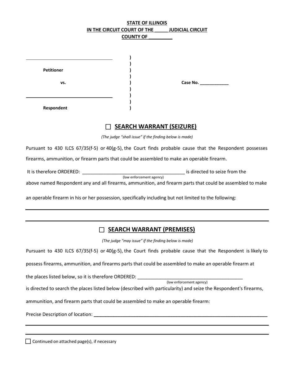 Search Warrant - Seizure / Premises - Illinois, Page 1